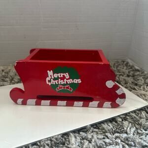 Great American Audio GAA Merry Christmas Sled Wooden Santa Claus Vintage Decor